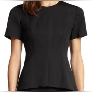 NWOT Theory Korla Fountain black blouse short sleeved with zipped up back size P